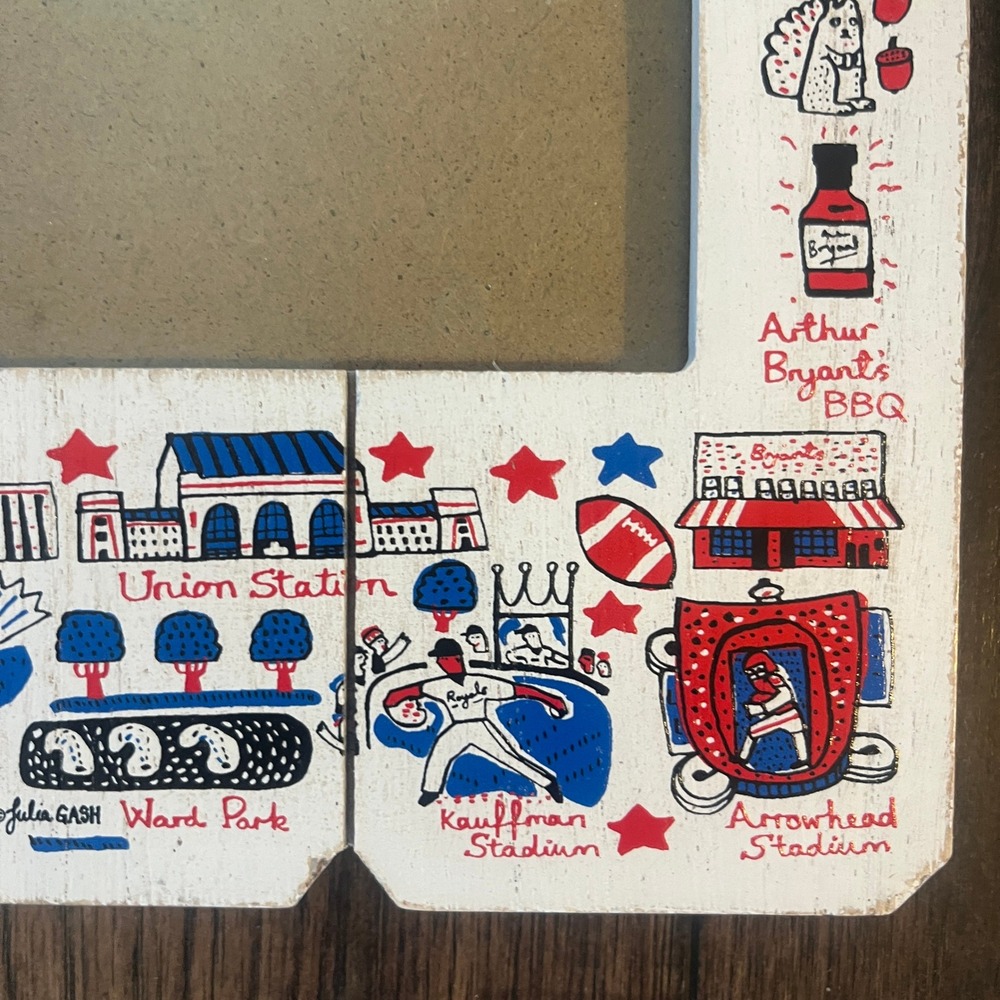 Julia Gash Kansas City Missouri Illustrated Wood Picture Frame Landmarks White - Picture 2 of 6